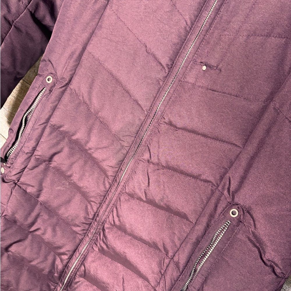 Eddie Bauer PXS Women's Sun Valley down parka Plum Puffer Jacket Faux Fur Hood - Picture 3 of 8